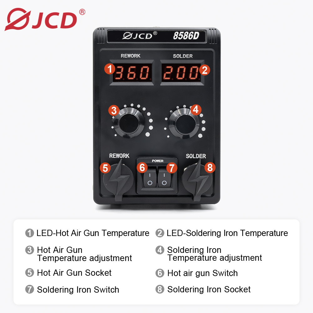 JCD 750W 8586D Station de soud - 2 In 1 Soldering Rework Station 750W avis et prix